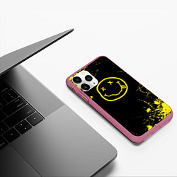 Чехол iPhone 11 Pro матовый Nirvana texture смайл, цвет: 3D-малиновый — фото 2