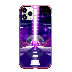 Чехол iPhone 11 Pro матовый Vaporwave Neon Space, цвет: 3D-малиновый