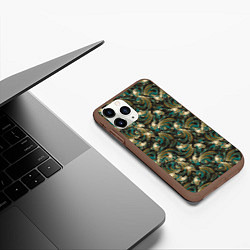 Чехол iPhone 11 Pro матовый Абстрактные зеленые листья, цвет: 3D-коричневый — фото 2