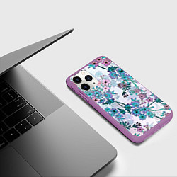 Чехол iPhone 11 Pro матовый Яркие красочные цветы, цвет: 3D-фиолетовый — фото 2