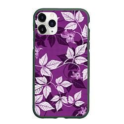Чехол iPhone 11 Pro матовый Фиолетовый вьюнок, цвет: 3D-темно-зеленый