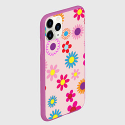 Чехол iPhone 11 Pro матовый Мультяшные цветочки, цвет: 3D-фиолетовый — фото 2