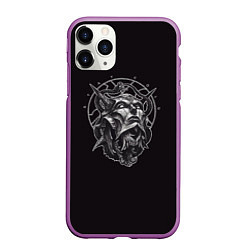 Чехол iPhone 11 Pro матовый Dark mask, цвет: 3D-фиолетовый