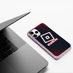 Чехол iPhone 11 Pro матовый Roblox : logo, цвет: 3D-розовый — фото 2