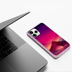 Чехол iPhone 11 Pro матовый Горы Космос Neon Психоделика, цвет: 3D-розовый — фото 2