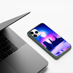 Чехол iPhone 11 Pro матовый Фантастический пейзаж Неон Космос, цвет: 3D-темно-зеленый — фото 2