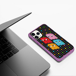 Чехол iPhone 11 Pro матовый Pac-man пиксели, цвет: 3D-фиолетовый — фото 2