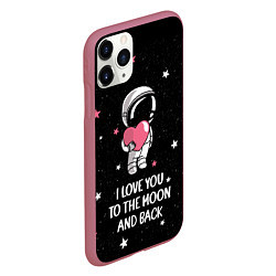 Чехол iPhone 11 Pro матовый I LOVE YOU TO THE MOON AND BACK КОСМОС, цвет: 3D-малиновый — фото 2