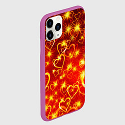 Чехол iPhone 11 Pro матовый СВЕТЯЩИЕСЯ СЕРДЕЧКИ, цвет: 3D-фиолетовый — фото 2