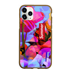 Чехол iPhone 11 Pro матовый Красочный летний цветочный паттерн Summer color pa, цвет: 3D-коричневый