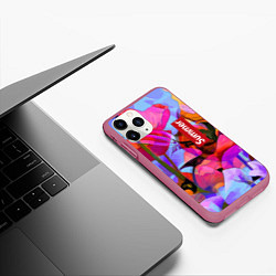 Чехол iPhone 11 Pro матовый Красочный летний цветочный паттерн Summer color pa, цвет: 3D-малиновый — фото 2