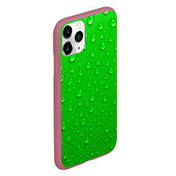 Чехол iPhone 11 Pro матовый Зеленый фон с росой, цвет: 3D-малиновый — фото 2