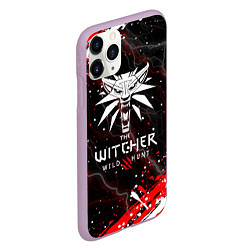 Чехол iPhone 11 Pro матовый THE WITCHER ВОЛК БРЫЗГИ КРАСОК МОЛНИИ, цвет: 3D-сиреневый — фото 2