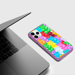 Чехол iPhone 11 Pro матовый Мармеладные мишки разноцветные, цвет: 3D-фиолетовый — фото 2