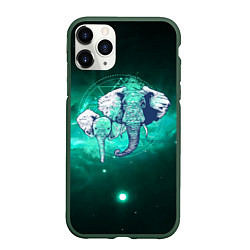 Чехол iPhone 11 Pro матовый 2 слоника, цвет: 3D-темно-зеленый