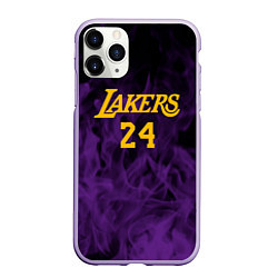 Чехол iPhone 11 Pro матовый Lakers 24 фиолетовое пламя