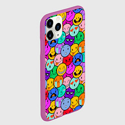 Чехол iPhone 11 Pro матовый Sticker bombing смайлы маленькие, цвет: 3D-фиолетовый — фото 2