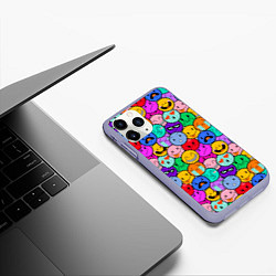 Чехол iPhone 11 Pro матовый Sticker bombing смайлы маленькие, цвет: 3D-светло-сиреневый — фото 2