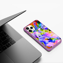 Чехол iPhone 11 Pro матовый Красочный цветочный узор Весна - Лето 2023 Colorfu, цвет: 3D-фиолетовый — фото 2