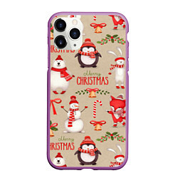 Чехол iPhone 11 Pro матовый СЧАСТЛИВОГО РОЖДЕСТВА MERRY CHRISTMAS, цвет: 3D-фиолетовый