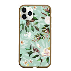 Чехол iPhone 11 Pro матовый Цветы Мятный Сад, цвет: 3D-коричневый