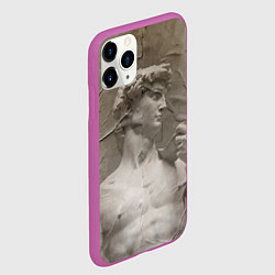 Чехол iPhone 11 Pro матовый Микеланджело Буонарроти Давид Пост-арт Michelangel, цвет: 3D-фиолетовый — фото 2
