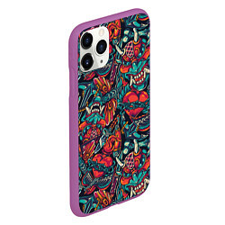 Чехол iPhone 11 Pro матовый Japanese mask l Oni, цвет: 3D-фиолетовый — фото 2