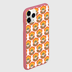 Чехол iPhone 11 Pro матовый ЦВЕТЫ В СТИЛЕ 70х, цвет: 3D-малиновый — фото 2