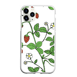 Чехол iPhone 11 Pro матовый Цветы Земляники Лесной, цвет: 3D-белый