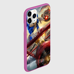 Чехол iPhone 11 Pro матовый Соник Тейлз и Доктор Эггман, цвет: 3D-фиолетовый — фото 2