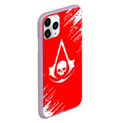 Чехол iPhone 11 Pro матовый Assassins creed череп красные брызги, цвет: 3D-сиреневый — фото 2