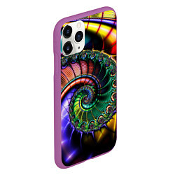 Чехол iPhone 11 Pro матовый Красочная фрактальная спираль Colorful fractal spi, цвет: 3D-фиолетовый — фото 2