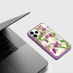 Чехол iPhone 11 Pro матовый Цветы Розового Цвета, цвет: 3D-фиолетовый — фото 2