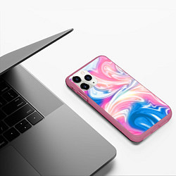 Чехол iPhone 11 Pro матовый Абстрактный цветной паттерн Волны Abstract Color P, цвет: 3D-малиновый — фото 2