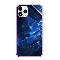 Чехол iPhone 11 Pro матовый Abstract geometric Прозрачные синие голографически, цвет: 3D-сиреневый