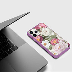 Чехол iPhone 11 Pro матовый Цветы Розовый Сад Пион и Роз, цвет: 3D-фиолетовый — фото 2