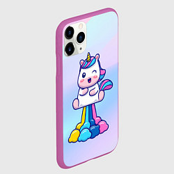 Чехол iPhone 11 Pro матовый Взлетающий единорог, цвет: 3D-фиолетовый — фото 2