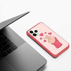 Чехол iPhone 11 Pro матовый Жест Хани сердце из EXID, цвет: 3D-красный — фото 2