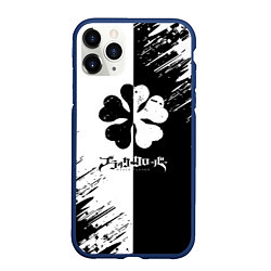 Чехол iPhone 11 Pro матовый Чёрный клевер черное белое текстура, цвет: 3D-тёмно-синий