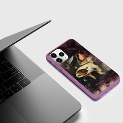 Чехол iPhone 11 Pro матовый Иероним Босх Сад земных наслаждений Фрагмент Hiero, цвет: 3D-фиолетовый — фото 2