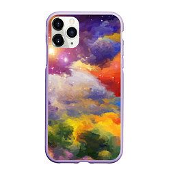 Чехол iPhone 11 Pro матовый Красочный горный пейзаж Грузия Colorful mountain l, цвет: 3D-светло-сиреневый