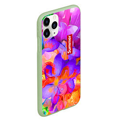 Чехол iPhone 11 Pro матовый Красочный цветочный паттерн Лето Colorful Floral P, цвет: 3D-салатовый — фото 2