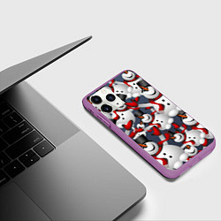 Чехол iPhone 11 Pro матовый ВОЗДУШНЫЕ СНЕГОВИКИ, цвет: 3D-фиолетовый — фото 2