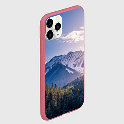 Чехол iPhone 11 Pro матовый Горы Лес Солнце, цвет: 3D-малиновый — фото 2