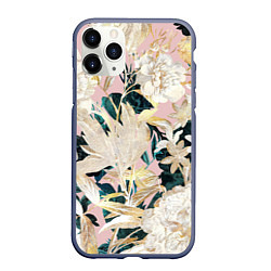 Чехол iPhone 11 Pro матовый Цветы Королевский Цветочный Узор, цвет: 3D-серый