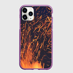 Чехол iPhone 11 Pro матовый Искры от пламени, цвет: 3D-фиолетовый