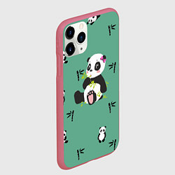 Чехол iPhone 11 Pro матовый Пандовая семья - Малышка, цвет: 3D-малиновый — фото 2