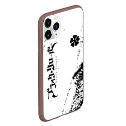 Чехол iPhone 11 Pro матовый Black clover чёрный клевер вертикальная надпись, цвет: 3D-коричневый — фото 2
