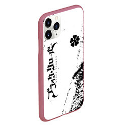 Чехол iPhone 11 Pro матовый Black clover чёрный клевер вертикальная надпись, цвет: 3D-малиновый — фото 2