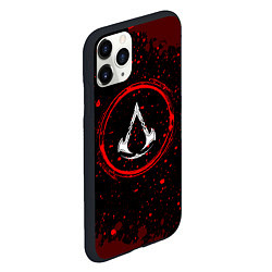 Чехол iPhone 11 Pro матовый Символ Assassins Creed и краска вокруг на темном ф, цвет: 3D-черный — фото 2